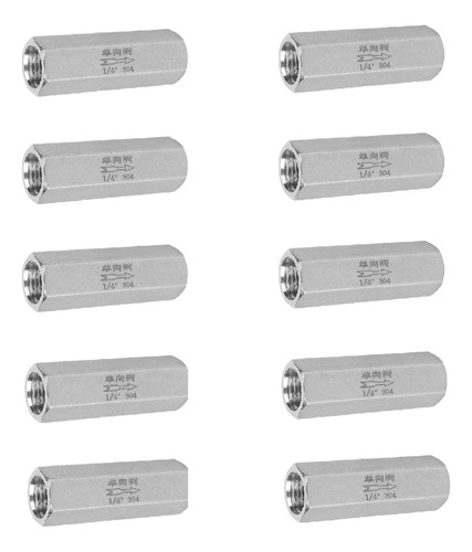 10 Pzas Válvula Check 1/4 Npt Acero Inoxidable 304