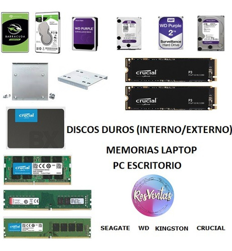 Disco Duro Ssd Adaptador Memoria Ram Ddr4 Laptop Escritorio