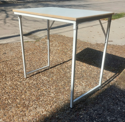 Mesa Escritorio Plegable 80cm Furnidesk Melamina Blanca Y Patas Blancas