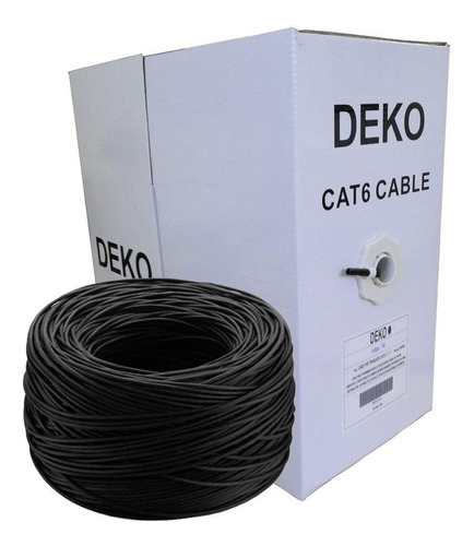 Cabo Rede Cat6 Utp Cca Preto 100m + 10 Conectores Rj45 Cat6