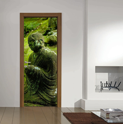 Vinilo Para Puerta Buda Deco Zen Dinastia Interior Vinil M1