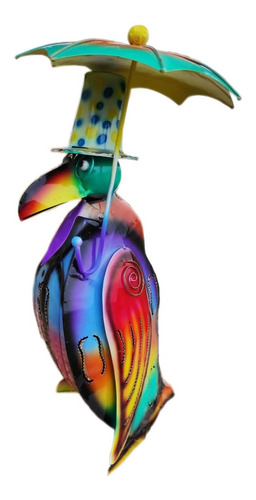 Imagen 1 de 4 de Pinguino Artesanal Figura Decorativa Hojalata Portasahumerio