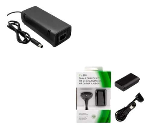 Fuente De Poder Xbox 360 E + Kit De Carga Y Juega Xbox 360