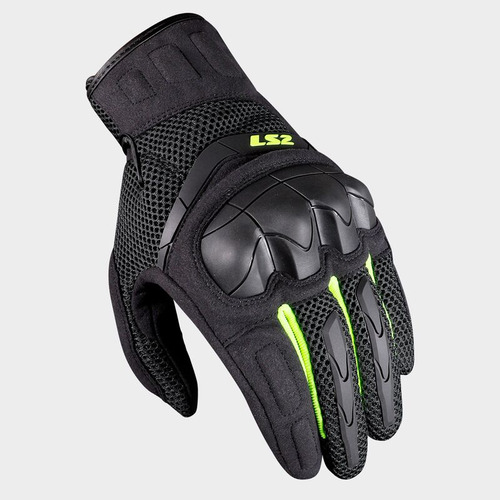 Guantes Moto Con Protecciones Ls2 Kubra Negro Amarillo Um Talle 2xl