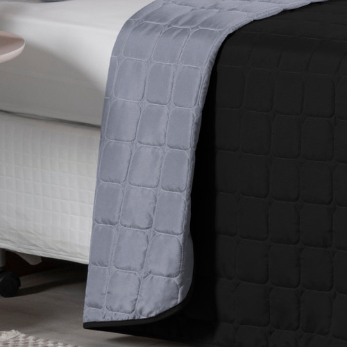 Colcha Cobre Leito Solteiro Preto-cinza Dupla Face Paris 5 Peças Cama Box Conjunto Completo Design Elegante Alta Qualidade Casa Laura Enxovais