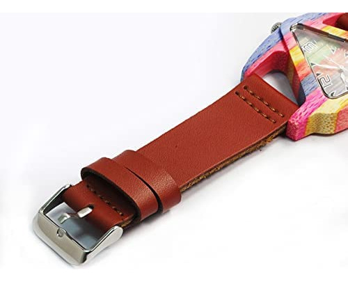 Relojes De Mujer Triángulo Colorido Bambú Relojes De Madera