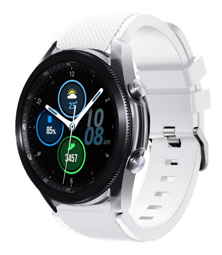 Correa Deportiva Premium + Mica Para Galaxy Watch 3 45 Mm Blanco