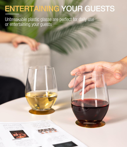 Juego De 6 Copas De Vino De Plástico Sin Tallo, Copa De Vino