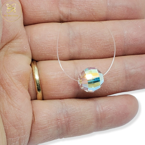 Imagen 3 de 5 de Cadena Plata Tanza + Dije Cristal Swa Bola 12mm