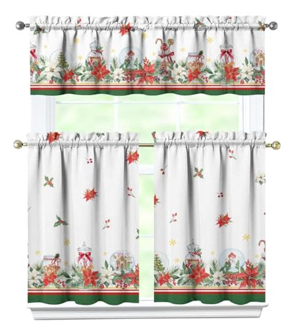 Cortinas Y Adornos De Cocina Navideños Conjunto De 3, Decora