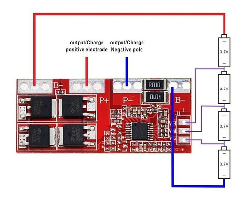 Imagen 2 de 3 de Módulo De Protección P/4 18650 Bms 4s 30a | Icutech