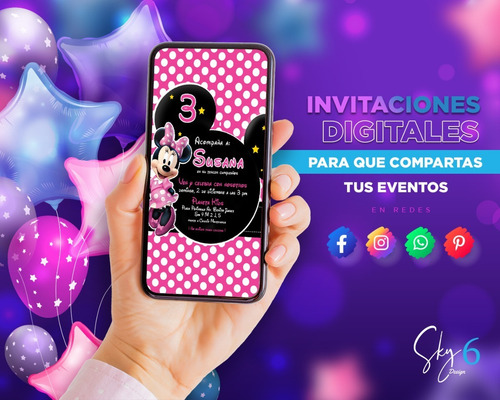 Invitaciones Digitales De Cumpleaños De Minnie Mouse