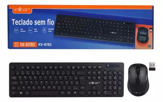 Kit Teclado E Mouse Sem Fio Escritório Inova Kv-8785 Cor Do Mouse Preto Cor Do Teclado Preto