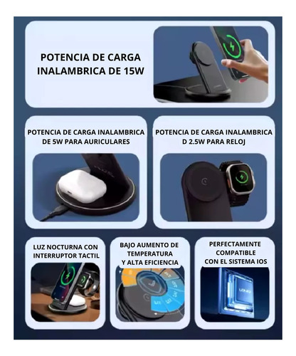 Cargador Inalambrico Celular Smartwtch AirPods 15w