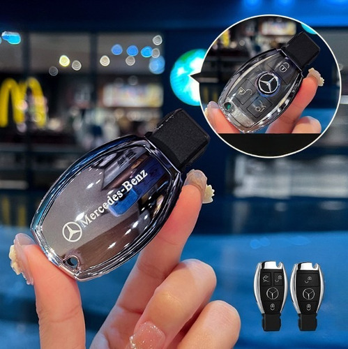 Funda Llave Presencial Mercedes Benz + Llavero Anti Perdida Gris