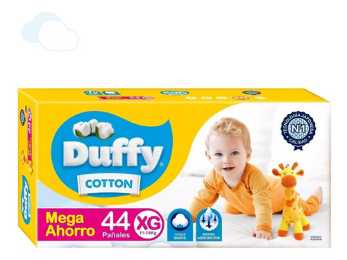 Pañales Bebes Duffy Cotton Mega Pack Talle Xg 44 Unidades