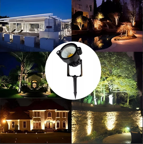 60x Luminária Espeto Jardim Com Lâmpada Cob Led 15w Quente