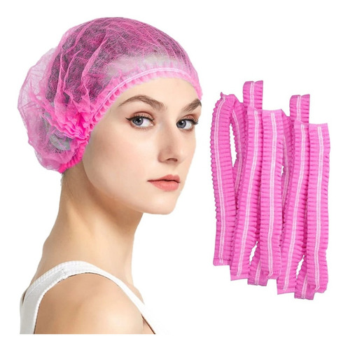 Cofias Rosadas Para Cabello En Extensiones De Pestañas 50 Pc