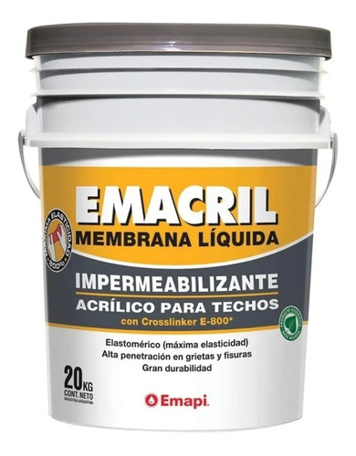 Membrana Liquida Impermeabilizante Acrilico Emacril 20 Kg Color Blanco