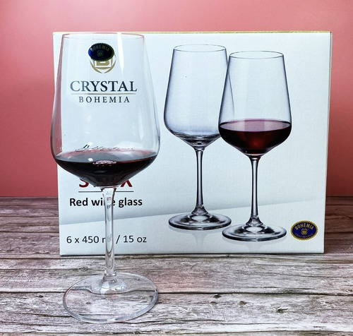 Imagen 5 de 6 de Copón Vino Cristal Bohemia Cristal Strix 450ml Set X 6
