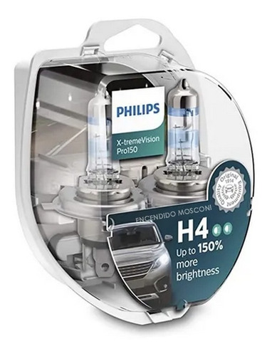 Kit 2 Lampara H4 Philips Xtreme Vision Pro 150% 12v 60/55w