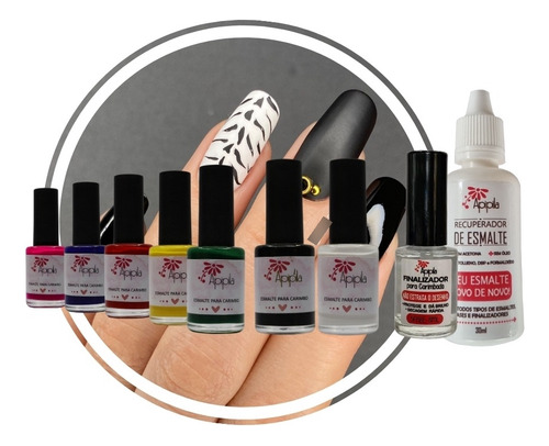 Kit 07 Esmaltes Para Carimbo + Recuperador + Finalizador