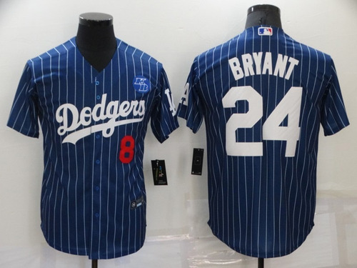 Imagen 1 de 2 de Camiseta Casaca Baseball Mlb La Dodgers 24 Bryant Retro Blue