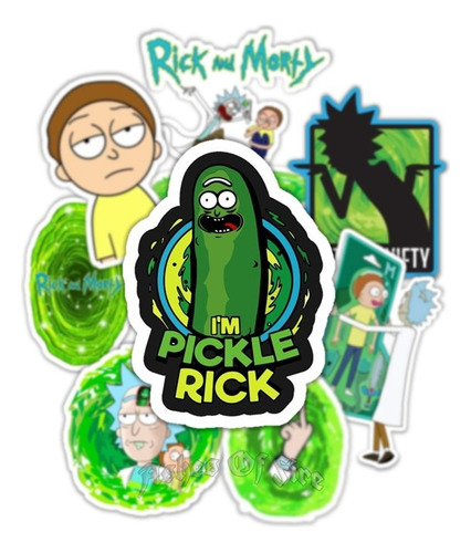 Stickers Autoadhesivos Rick And Morty Pack De 12 Unidades