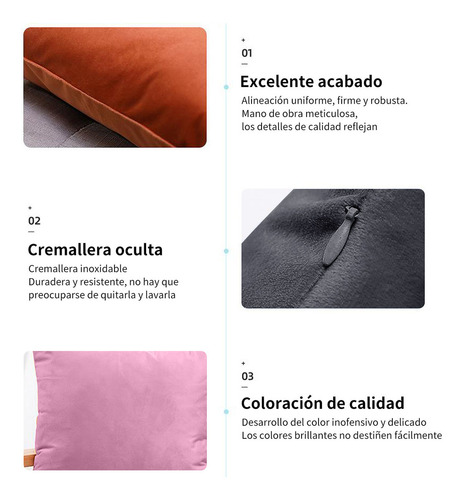 Juego 4 Fundas Cojines Terciopelo 45x45cm Colores Sólidos