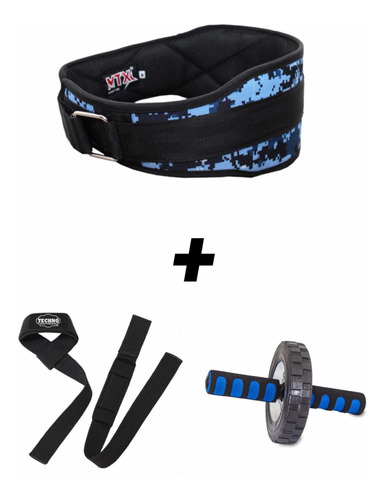 Faja Para Pesas + Straps + Rueda Abdominal Gym Crossfit Pack