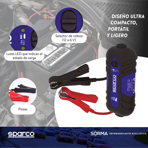 Imagen 4 de 12 de Cargador De Bateria Para Auto Sparco Carga Inteligente 12v