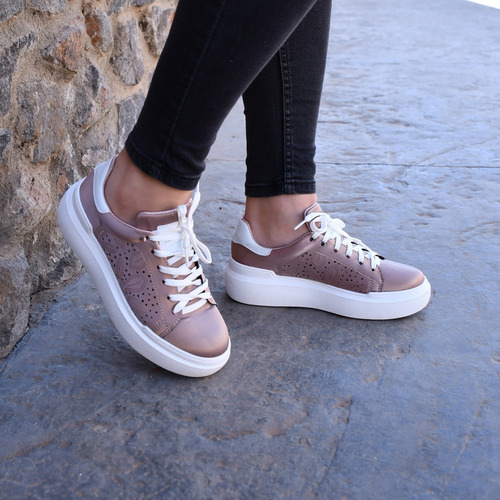 Tenis Mujer Plataforma Piel Sintetica Sneakers Casual Moda
