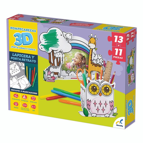 Rompecabezas 3d Buho Jirafa Pinta Arma Y Juega 24 Pz Novelty