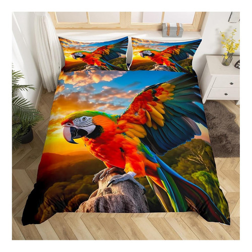 Erosebridal Funda De Edredón De Loro, Juego De Cama Lindo De