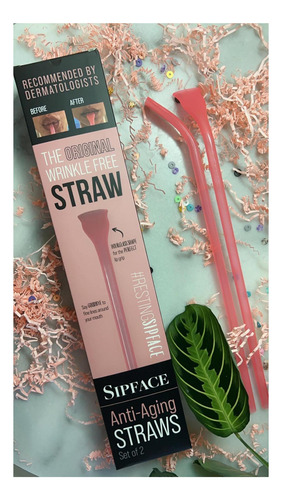 Sin Arrugas Antienvejecimiento Extra Largas 2 Pajitas Rosa