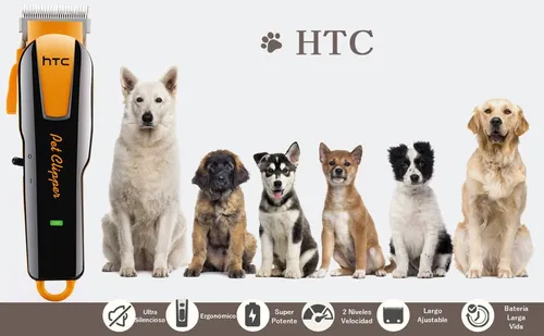 Cortapelo Htc Mascotas Perro Gato C Accesorios Recargable Color Naranja y Negro