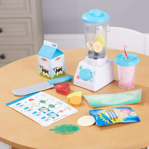 Melissa & Doug Niña Juguete Licuadora Batidos Smoothies Niño Color azul con blanco