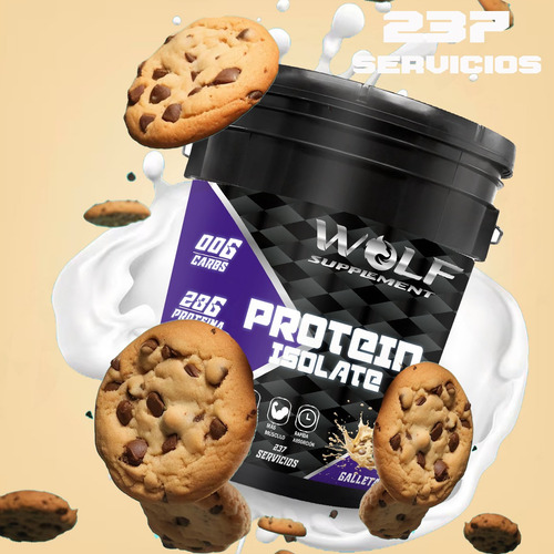 Proteína Whey Hs Hidrolizada Isolate Wolf 9kg Sabores Galleta