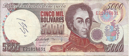 Venezuela 5000 Bolivares 10 Febrero 1998