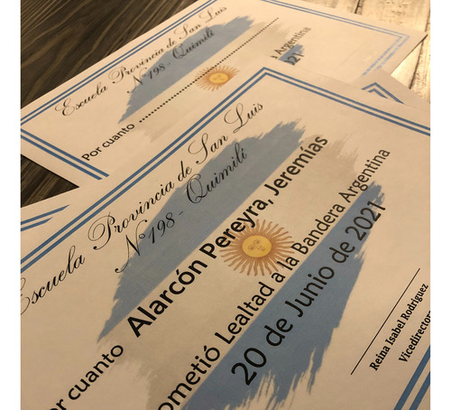 Diploma + Medalla Jura De Bandera + Cinta