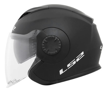 Capacete Aberto Ls2 Of570 Verso Monocolor Preto Fosco