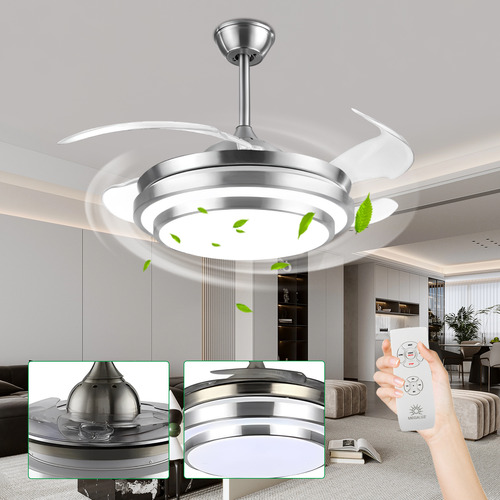 Ventilador De Techo Megaluz Moderna F500vl01a Con Luz