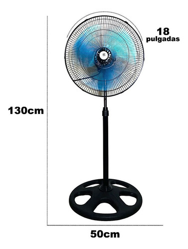 Ventilador De Pedestal Fijo Metálico 18 Pulgadas 3 Aspas 45 Cm 60 Negro Plata Metal 3