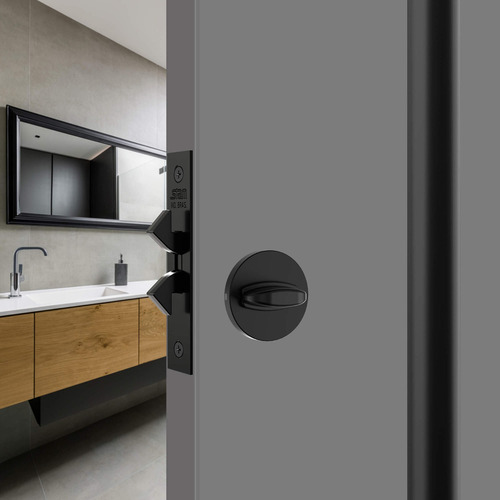 Fechadura Stam 1006 Wc Roseta Redonda Preto Fosco Banheiro