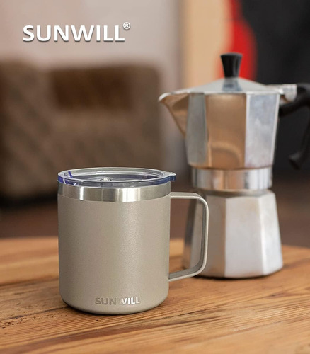 Sunwill Taza De Café Con Asa Y Tapa 14oz, Aislada Ca Zq