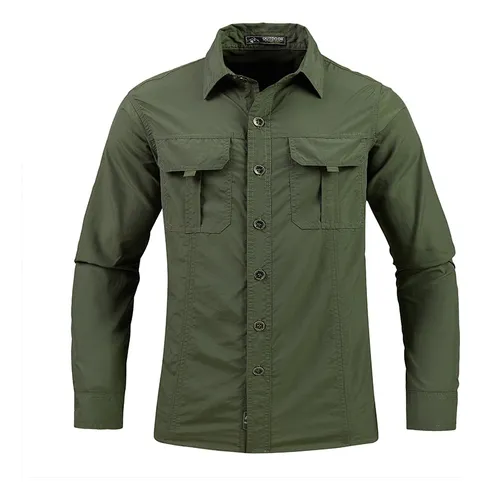 Camisa verde militar para hombre hotsell