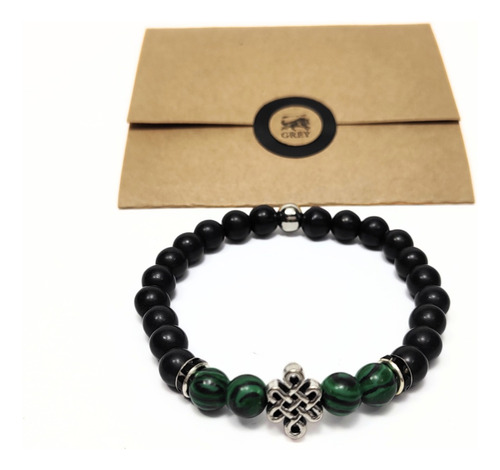 Pulsera De Hombre Nudo Celta Con Malaquita
