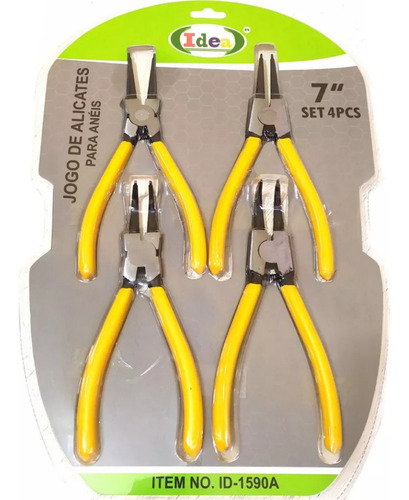 Kit Alicate Extrator De Anéis Bico Curvo E Reto Trava 4pçs