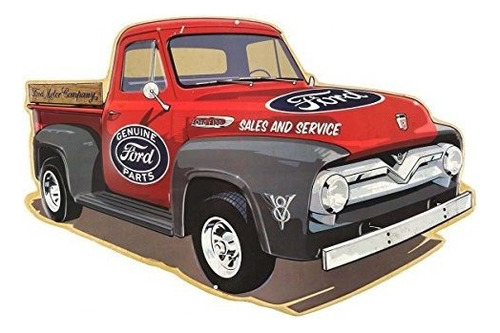 Señales - Open Road Brands Ford Red Vintage Pick Up Tru