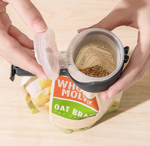 Clip Cierre Bolsa Comida Con Tapa Dispensadora Blanco